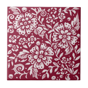 Padrão Florestal De Folha Floral Da Flor Burgundy