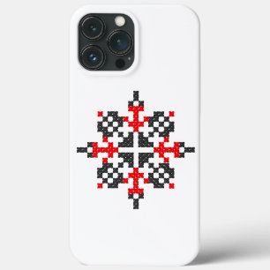 Padrão folclórico ucraniano em preto e vermelho. U