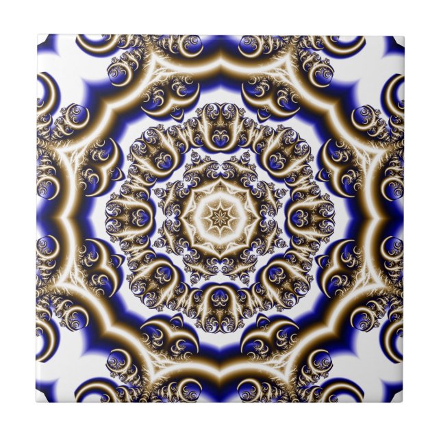 Padrão fractal azul redondo (Frente)