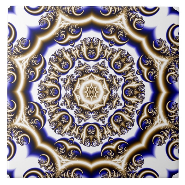Padrão fractal azul redondo (Frente)