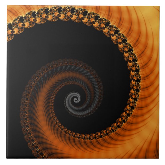 Padrão fractal espiral laranja abstrato escuro do  (Frente)