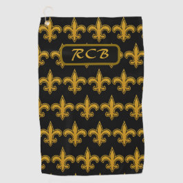 Padrão Francês Fleur De Lis Inicial em Dourado e P