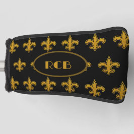 Padrão Francês Fleur De Lis Inicial Gold-N-Preto