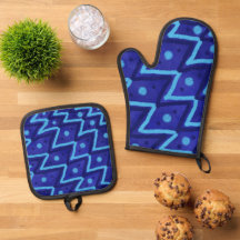 Padrão Funky de Pontos Zig Zags Azuis