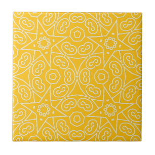 Padrão Geométrico Abstrato Amarelo e Branco