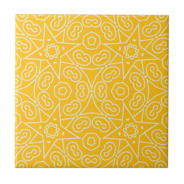 Padrão Geométrico Abstrato Amarelo e Branco (Frente)