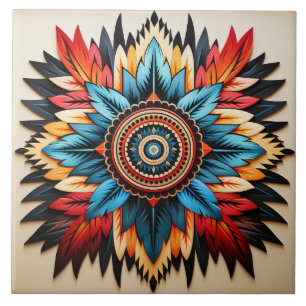 Padrão geométrico abstrato colorido tribal asteca