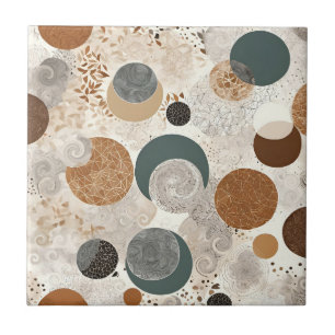 Padrão Geométrico Abstrato de Círculo Boho Neutro