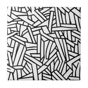 Padrão Geométrico Abstrato de Linha em Preto e Bra