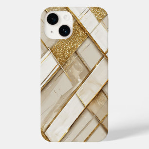 Padrão Geométrico Abstrato Dourado e Bege