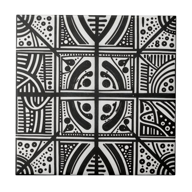 Padrão Geométrico Abstrato Preto Branco (Frente)