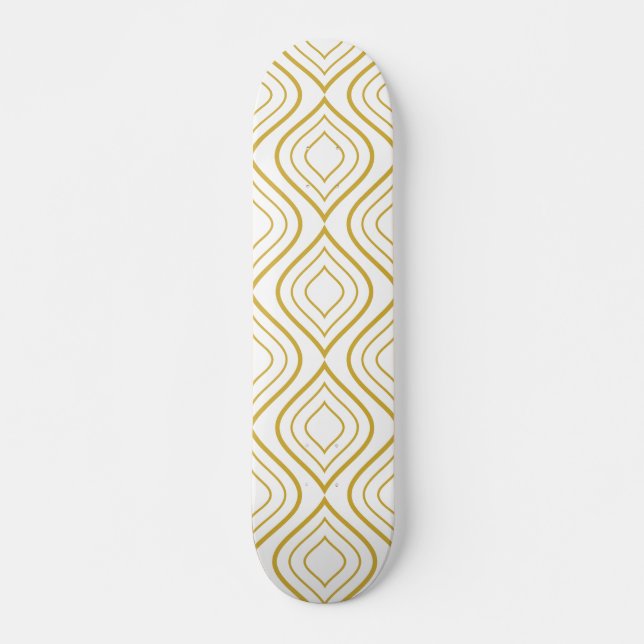 Padrão geométrico abstrato, skateboard branco e do (Frente)