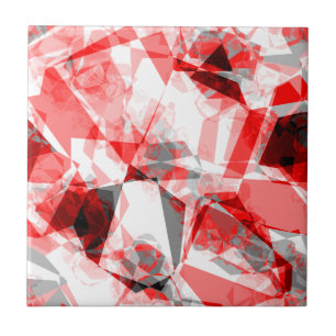 Padrão Geométrico Abstrato Vermelho e Cinza
