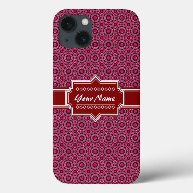 Padrão Geométrico Abstrato Vermelho Personalizado (Verso)