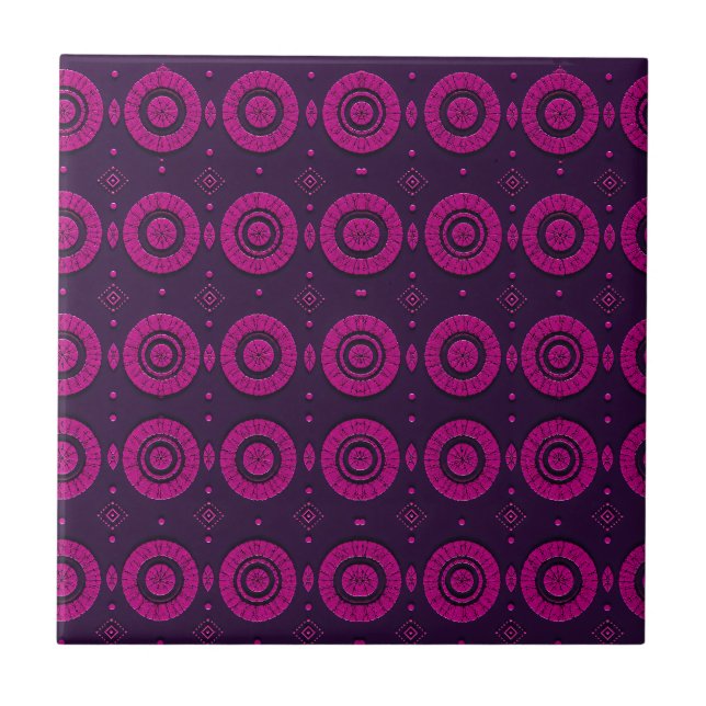 Padrão Geométrico Africano em Círculo Magenta Deco (Frente)