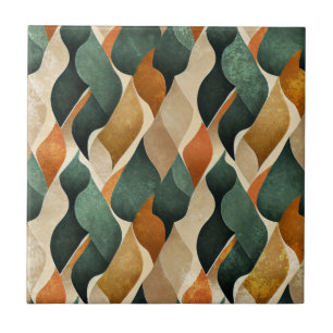 Padrão Geométrico Art Déco em Verde Água e Dourado