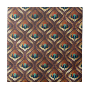 Padrão Geométrico Art Déco em Verde Água e Dourado