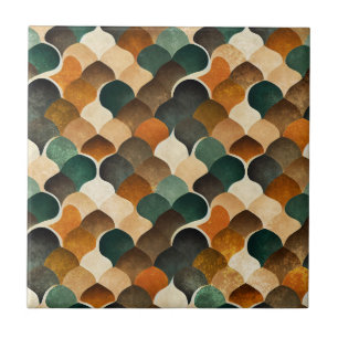Padrão Geométrico Art Déco em Verde Água e Dourado