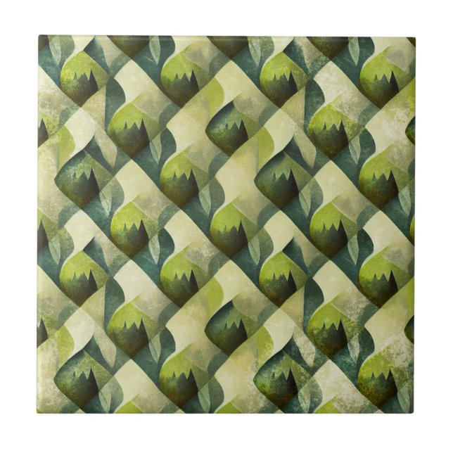 Padrão Geométrico Art Déco Ouro Verde (Frente)