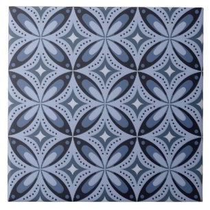 Padrão Geométrico Azul Estilo Retro