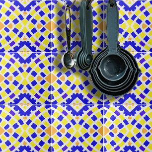 Padrão Geométrico Azul Laranja Amarelo Azul 