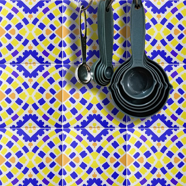 Padrão Geométrico Azul Laranja Amarelo Azul Geomét (Criador carregado)