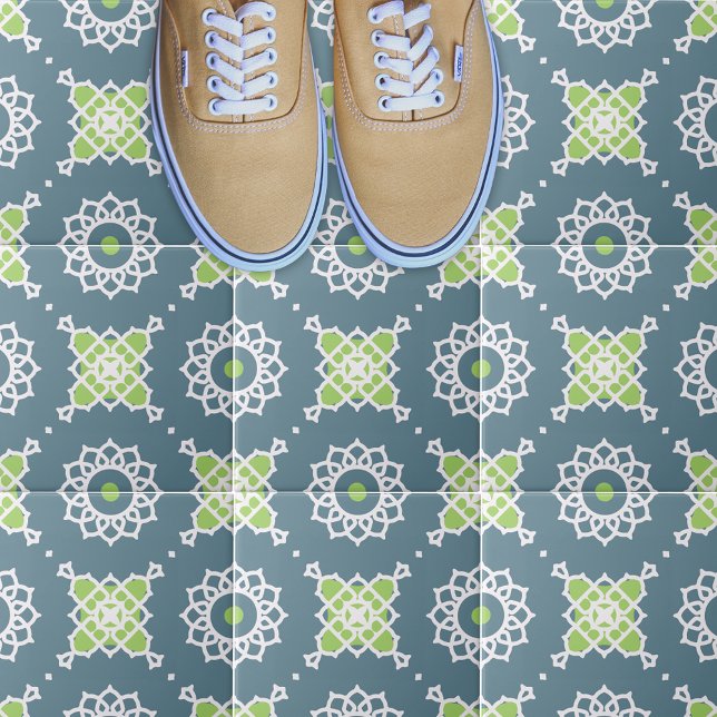 Padrão Geométrico Azul Verde Lace Branco (Criador carregado)