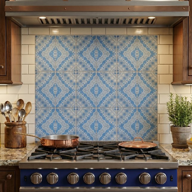 Padrão Geométrico Azul Vintage Parecido com Ciment (Criador carregado)