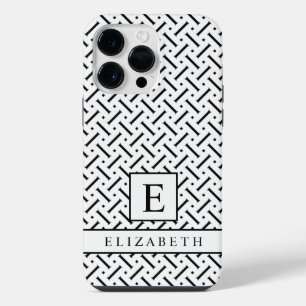 Padrão Geométrico Branco e Preto Personalizável