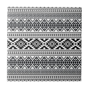 Padrão Geométrico Branco Negro Tribal Aztec Boho