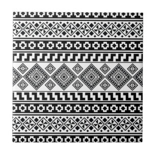 Padrão Geométrico Branco Negro Tribal Aztec Boho