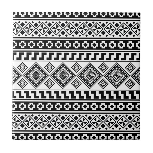 Padrão Geométrico Branco Negro Tribal Aztec Boho (Frente)