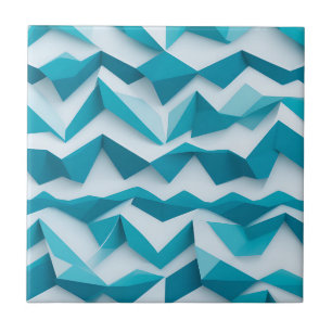 Padrão Geométrico Chevron 3D em Azul Turquesa