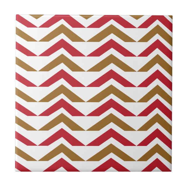 Padrão Geométrico Chevron Verde Vermelho  (Frente)