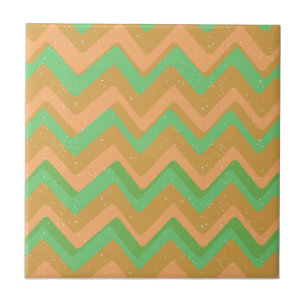 Padrão Geométrico Chevron Zig Zag de Pêssego Verde