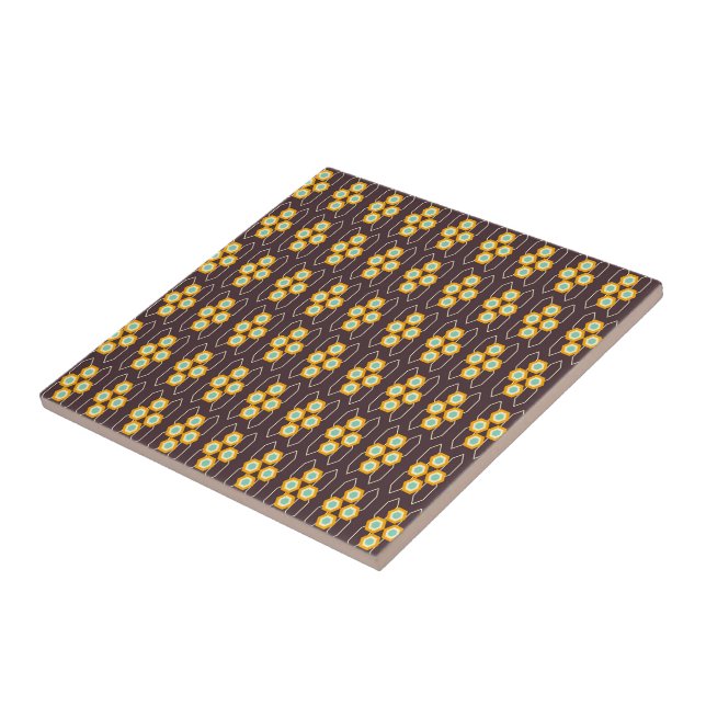 Padrão geométrico com hexágonos laranja e azul (Lateral)