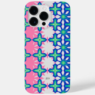 Padrão Geométrico Cor-de-Rosa Negrito e Azul com N