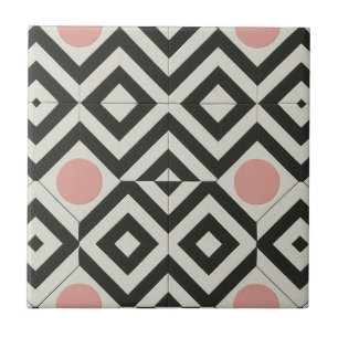 Padrão Geométrico Cor-de-Rosa Preto