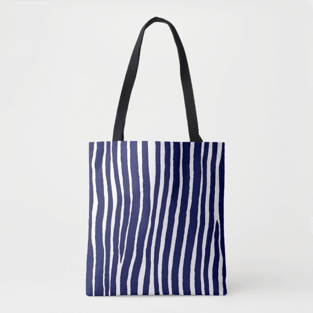 Padrão geométrico da faixa de pinos azul Tote bag (Frente)