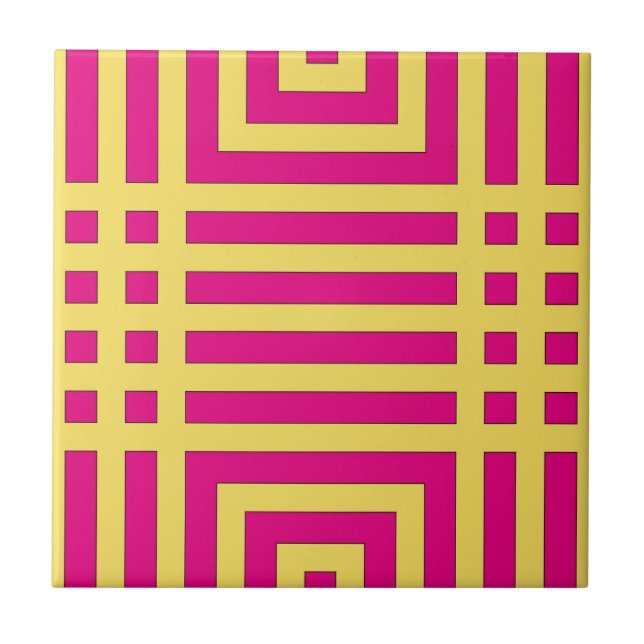 Padrão Geométrico de Abstrato Amarelo e Rosa Trend (Frente)