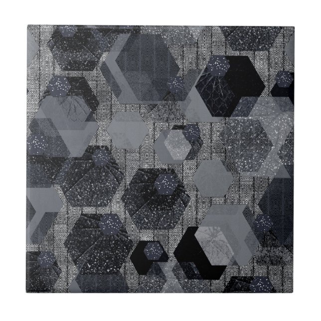 Padrão geométrico de abstrato, preto e cinza. (Frente)