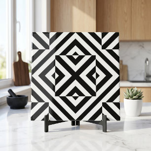 Padrão Geométrico de Arte em Aberto Preto e Branco