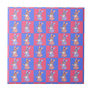 Padrão Geométrico de Coelho Azul Cor-de-Rosa