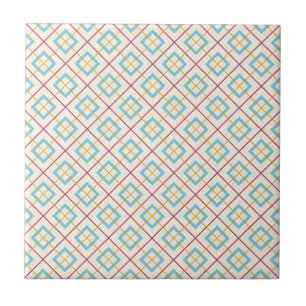 Padrão Geométrico de Diamante Rosa e Azul Pastel