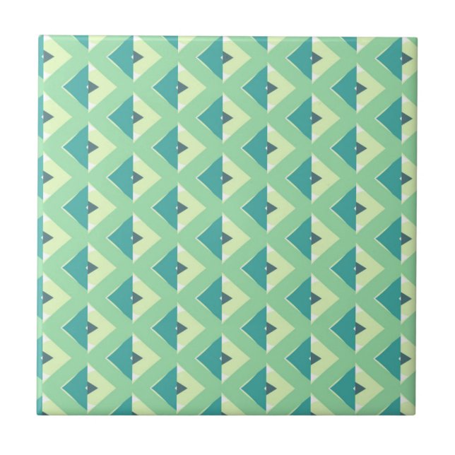 Padrão Geométrico de Diamante Verde e Turquesa (Frente)