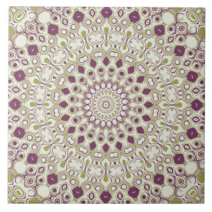 Padrão Geométrico de Mandala Roxo e Oliva