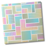 Padrão Geométrico do Arco-Íris do Pastel Cute<br><div class="desc">Azulejo de cerâmica de padrão geométrico Ombre-Arco-Íris de Pasto Cortado. Esse interessante padrão bloqueado por cores apresenta diferentes tons de muitas cores do arco-íris e tem um efeito sombrio e algumas listras percorrendo. Quer queiras usar este azulejo como uma pequena porta copos ou trivit para uma bebida ou prato... ou...</div>