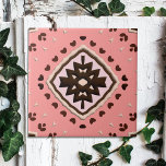Padrão Geométrico do Beige Rosa e Castanho<br><div class="desc">Uma maneira atraente e única de decorar sua casa,  este design de azulejo cerâmica apresenta formas geométricas bege e castanho em relação a um fundo cor-de-rosa de salmão.</div>