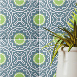 Padrão Geométrico do Mosaico Branco Azul<br><div class="desc">Apresentando um design captivador de azulejo cerâmica contemporânea que apresenta um arranjo sem falhas de formas geométricas verdes e brancas contra um pano de fundo azul suave.</div>