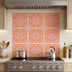 Padrão Geométrico do Mosaico Étnico Laranja e Rosa